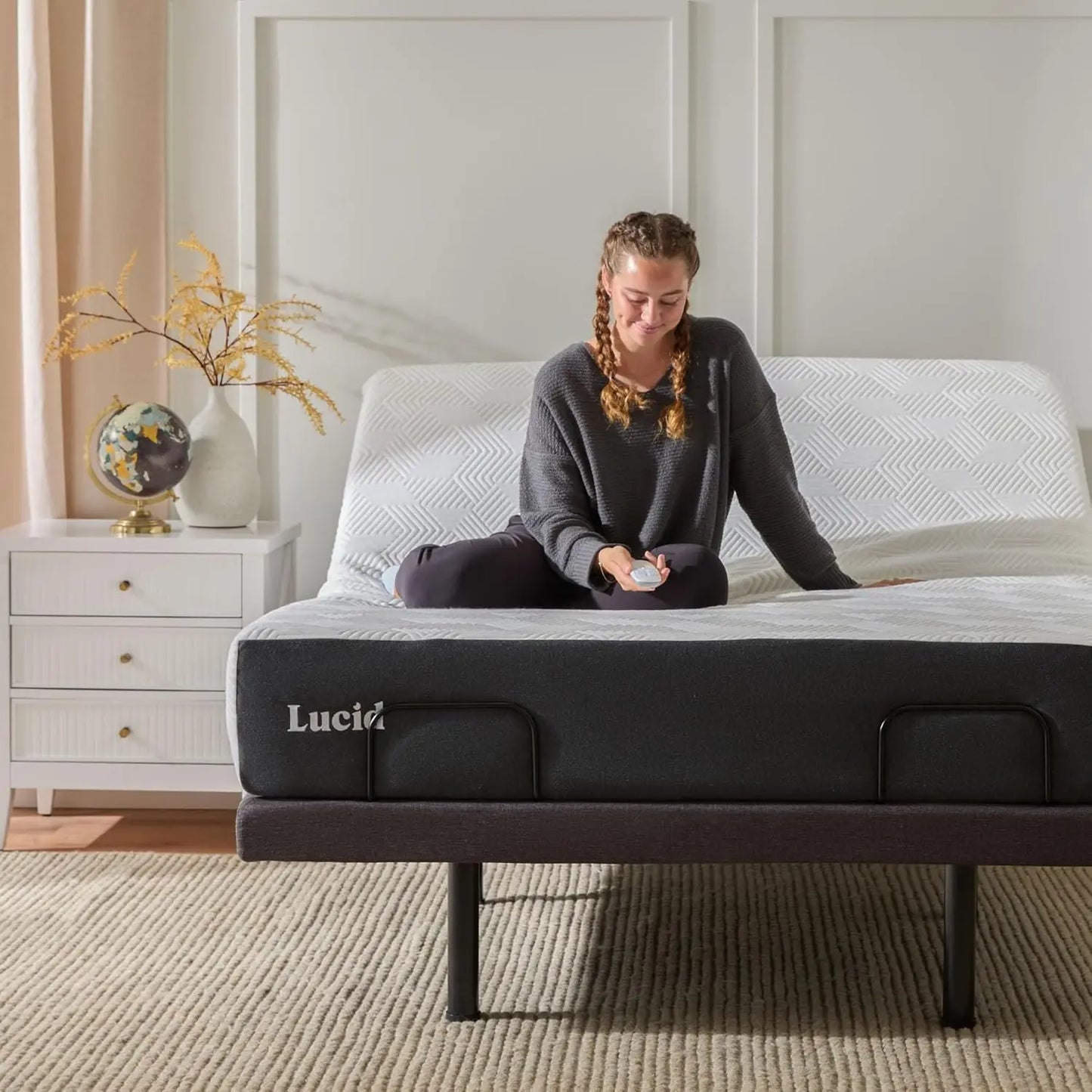 Adjustable Bed Frame - Head and Foot Incline  USB Wireless Remote ，Easy 2 Person Assembly Quiet Motor  Relax