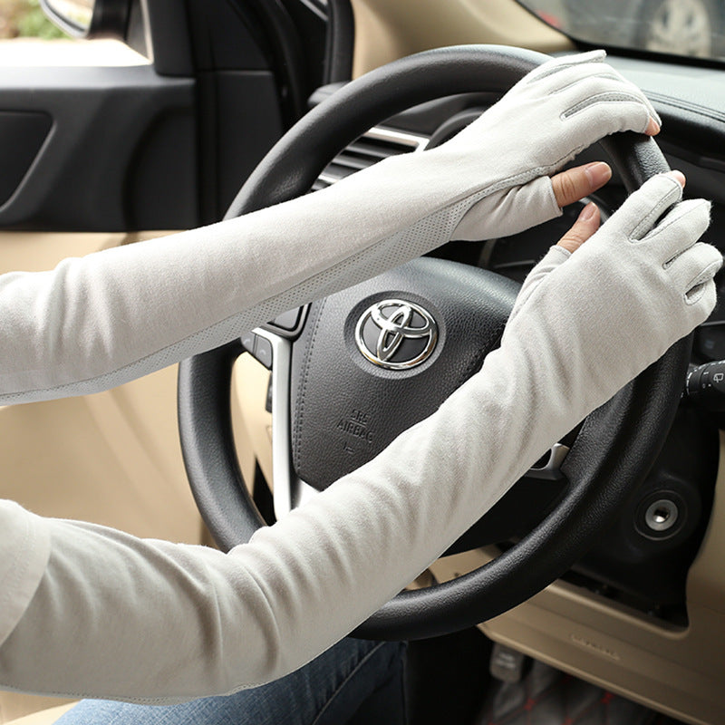 Driving Sun Protection Gloves Women's Thin Cotton Oversleeves