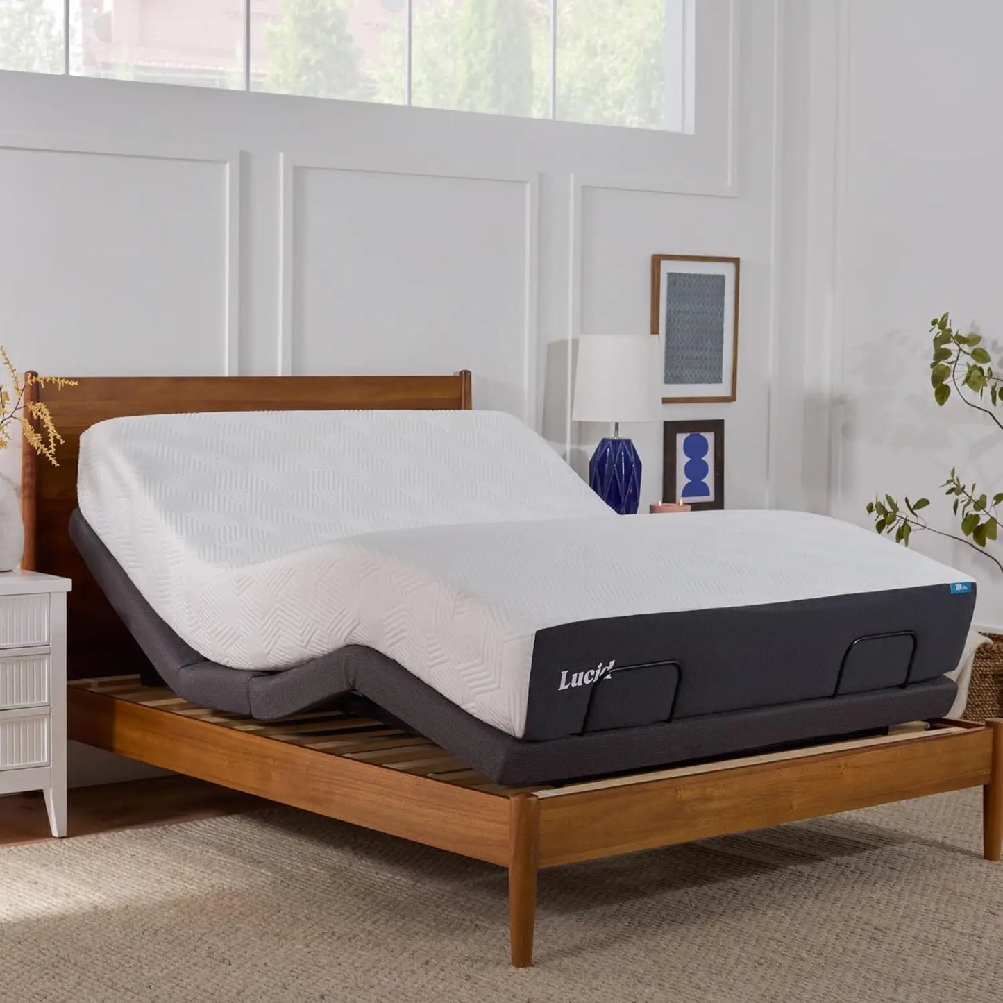 Adjustable Bed Frame - Head and Foot Incline  USB Wireless Remote ，Easy 2 Person Assembly Quiet Motor  Relax