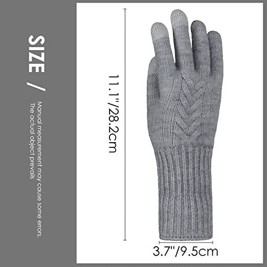 Autumn And Winter Jacquard Dark Gray Warm Touch Screen Magic Gloves