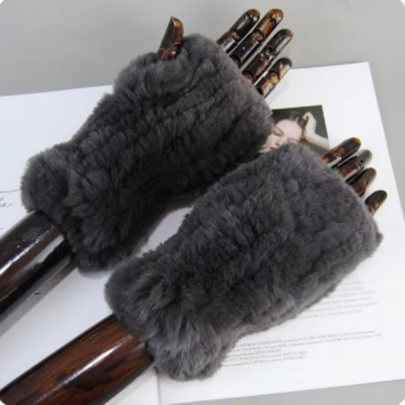 Sweet Warm And Thickened Rex Rabbit Fur Gloves