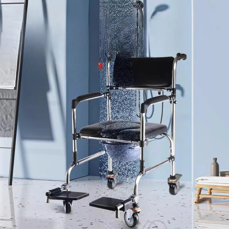 Medical Shower Seat Senior Chairs Assist Devices Free Assembly Senior Chairs Adjustable Stool Foldable Wheelchair Home Use