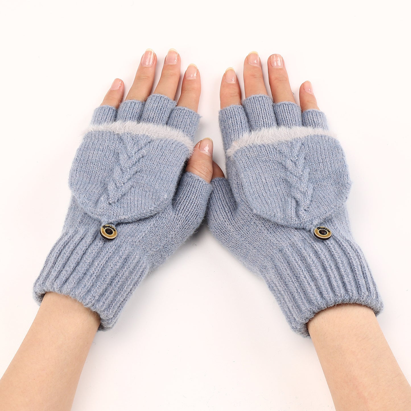 Wool Fingerless Gloves Women's Warm Fashionable Knitted Half Finger Oversleeves